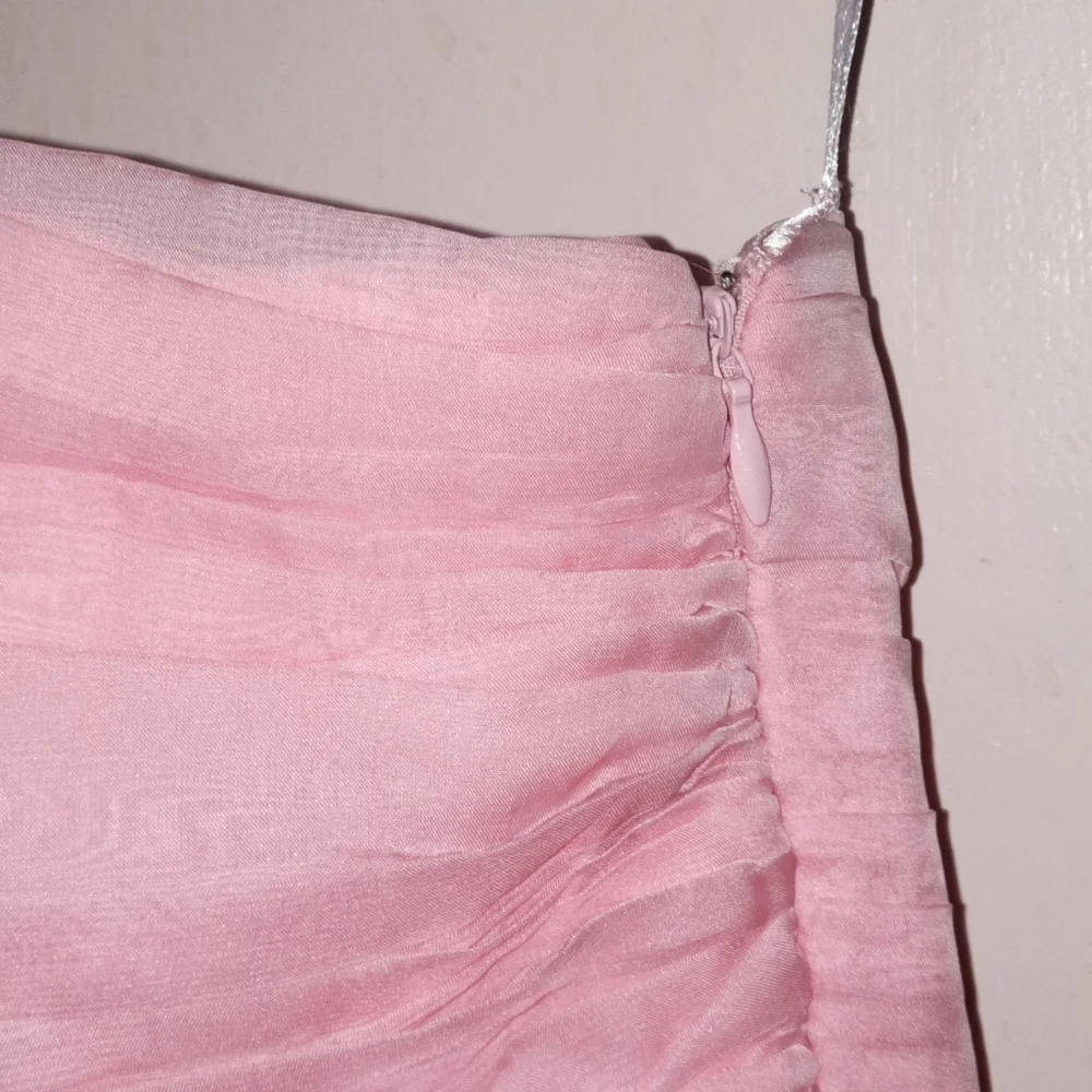 ED YOUNG Strapless Ruched Mini Dress Pale Pink Girly Homecoming Cocktail Y2K L - Picture 8 of 9